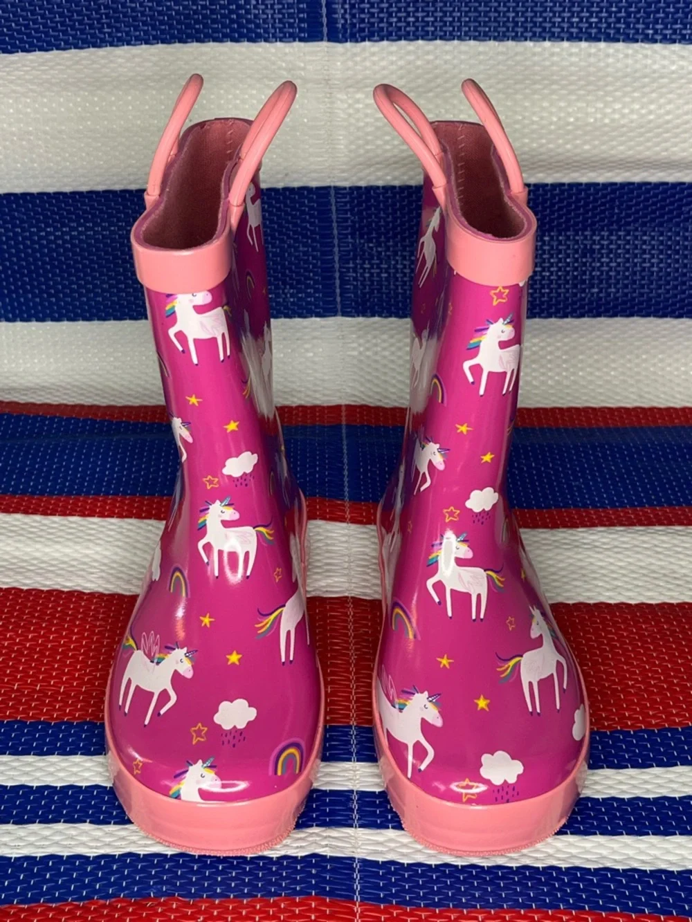 Party PINK Unicorn Rainbow Hbxooxts Kids Outdoor Waterproof Rain Boots Size 13